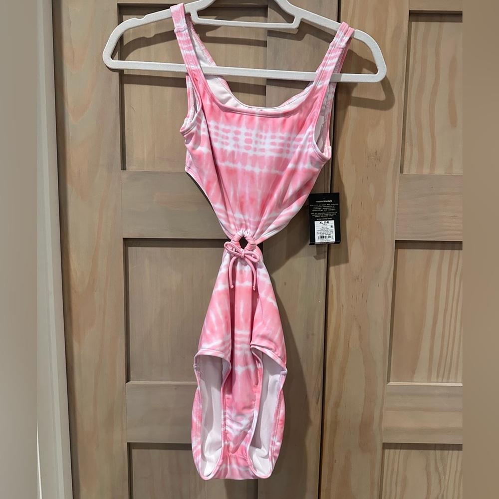 art class Pink Tie-Dye One-Piece Swimsuit for Kids